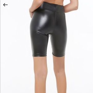 Faux Patent Leather Biker Shorts